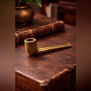 Vintage Solid Brass Pipe • Old-Money Desk Decor • Character Collector Piece